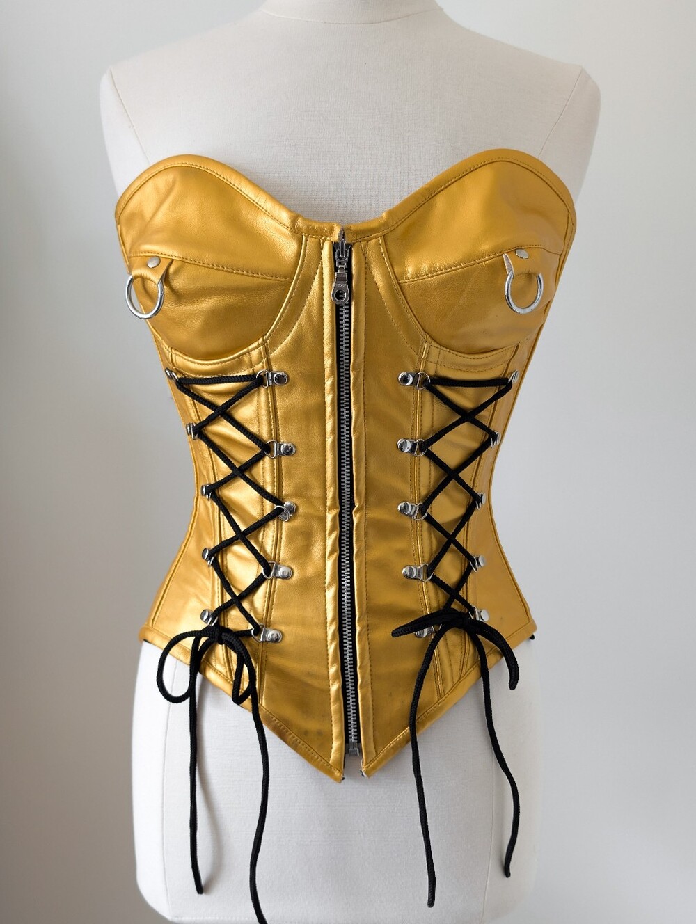 Overbust corset Luv Secret Lingerie XSMALL (22) mettalic gold steel boning